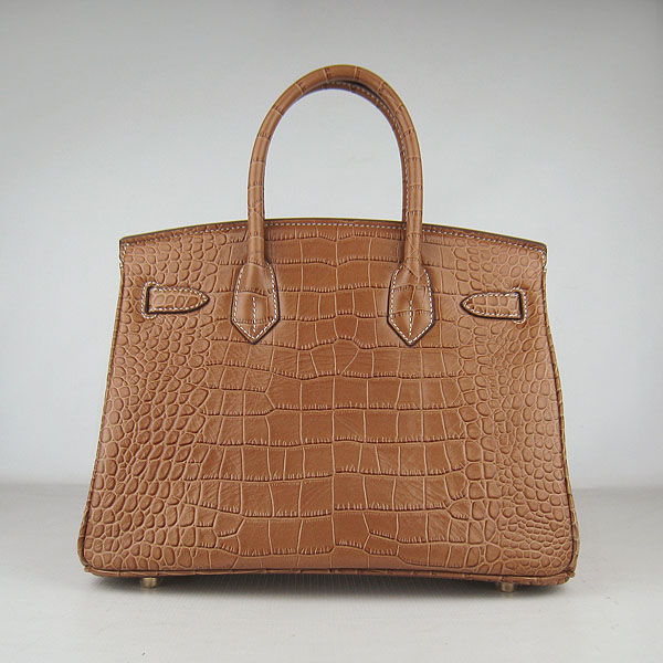 Replica Hermes Birkin 35cm Crocodile Veins Bag Light Coffee 6088 On Sale